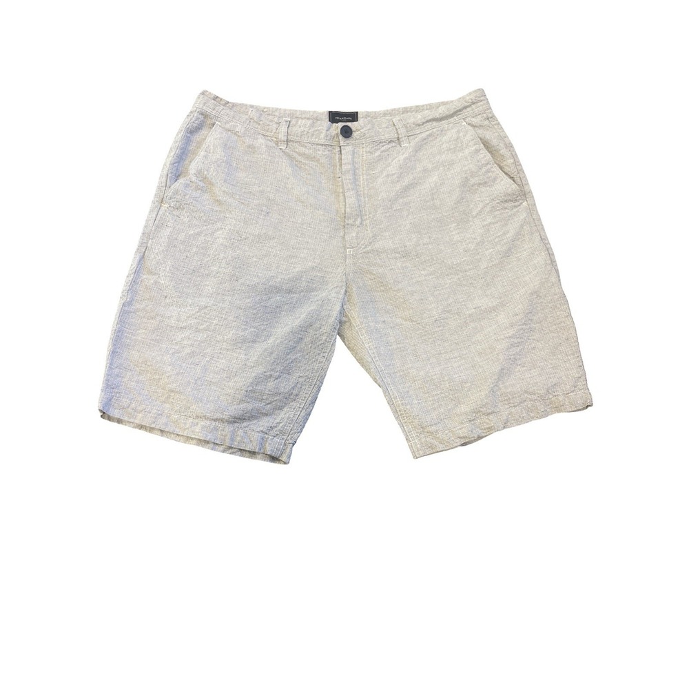 7 Diamonds Linen Flat Front Shorts Beige Mens Size 36 Coastal Summer Beach
